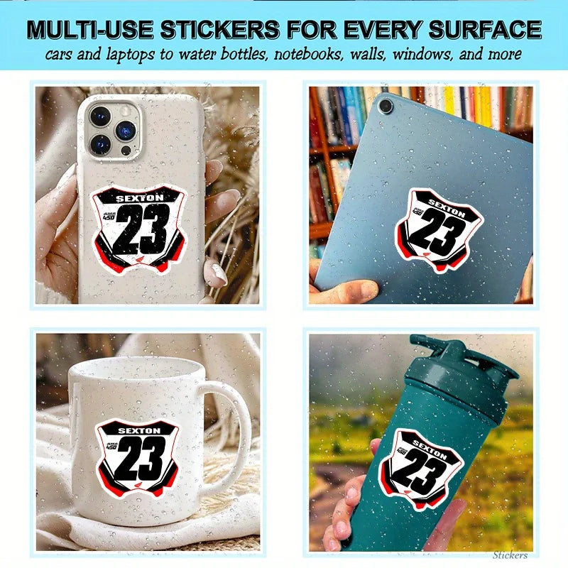 Racing Number Plate Sticker Set - 4 Pack Vinyl Decals