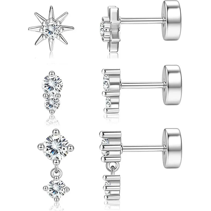 Moon-Shaped Stainless Steel Flatback Earrings