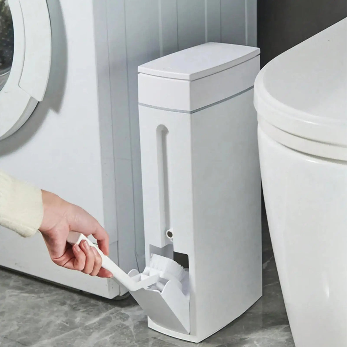 Cesto de Basura Elegante para Baño con Portar Cepillo de Inodoro