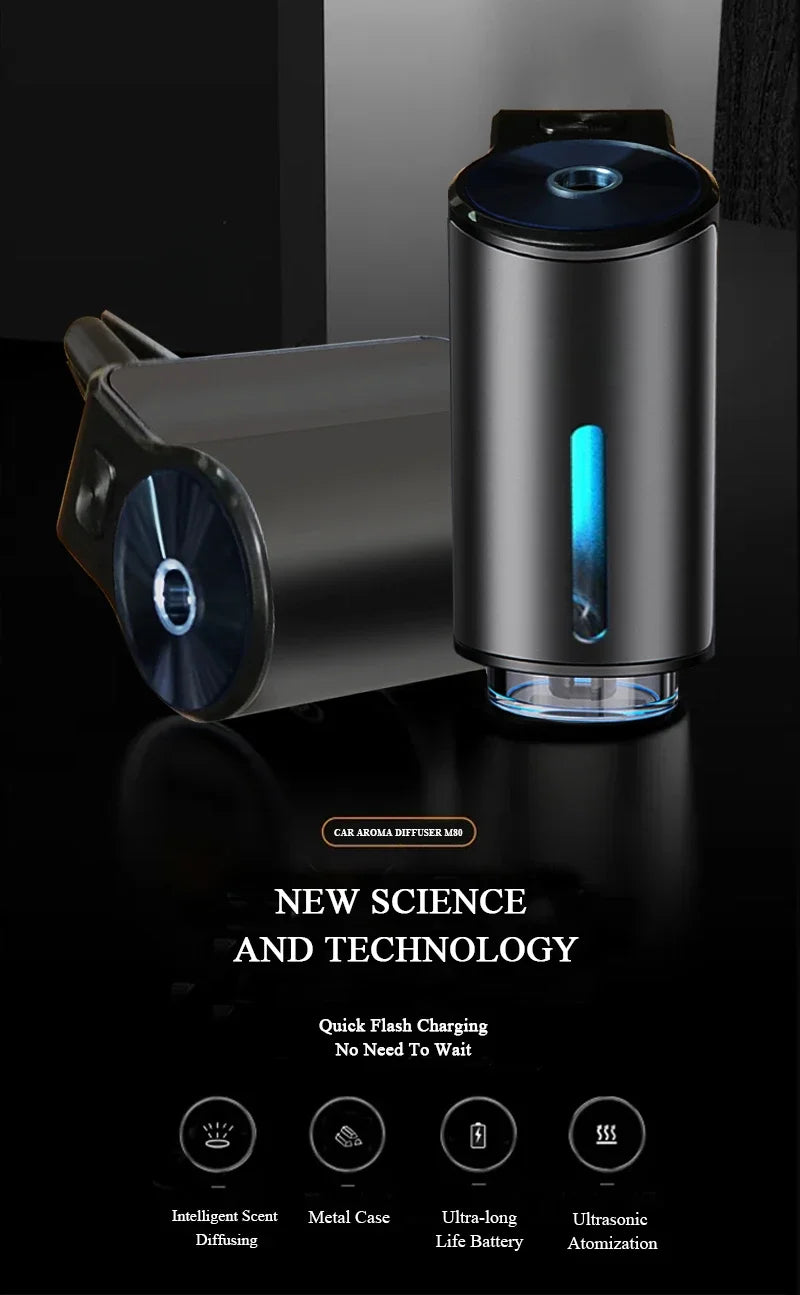 Rechargeable Car Aroma Diffuser with 3-Level Mist Control
