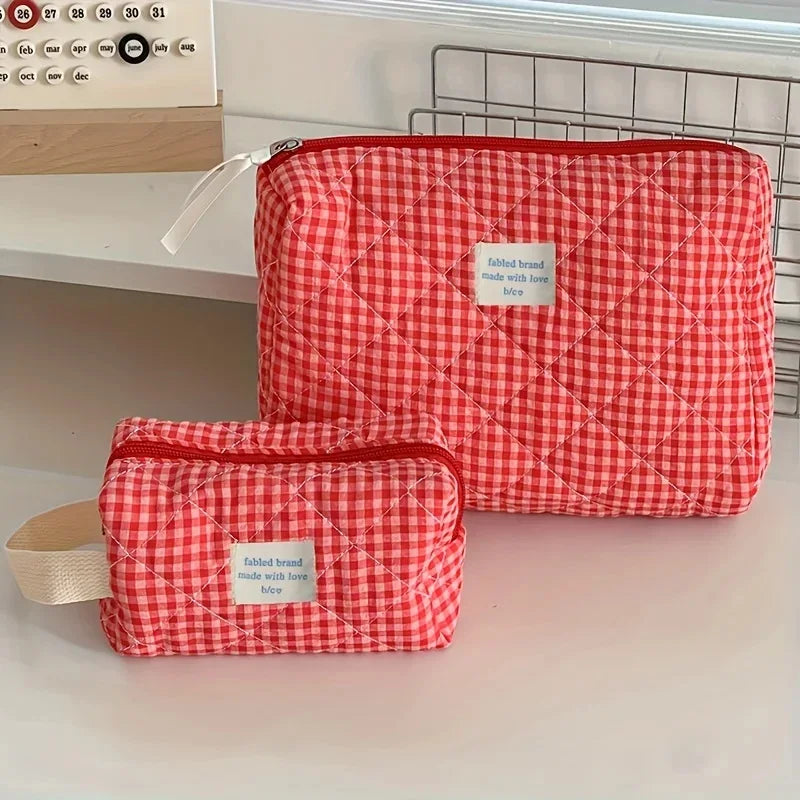 Bolsa de Cosméticos Cuadros con Cremallera y Gran Capacidad