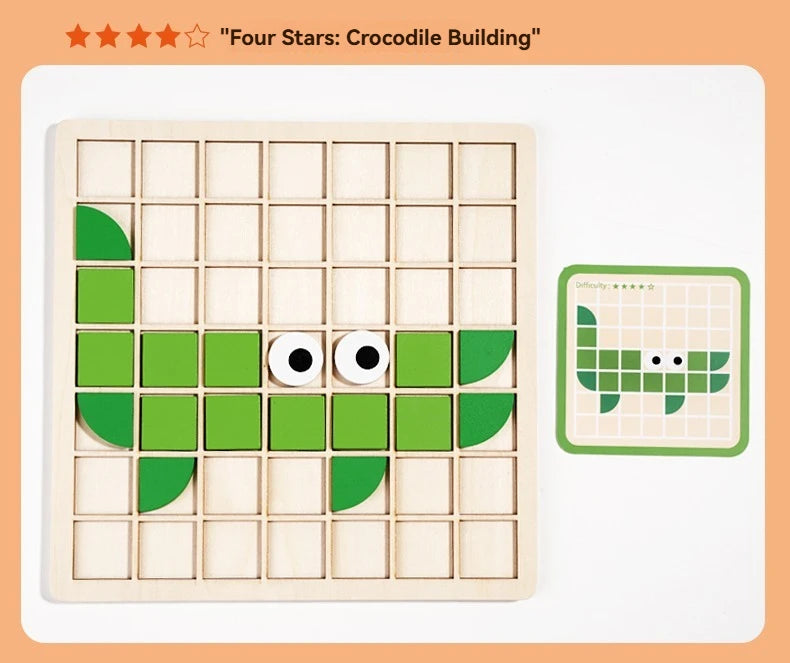 Wooden Shape & Color Mosaic Puzzle Set for Kids