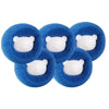 A set of blue reusable laundry balls designed for pet hair and lint removal.