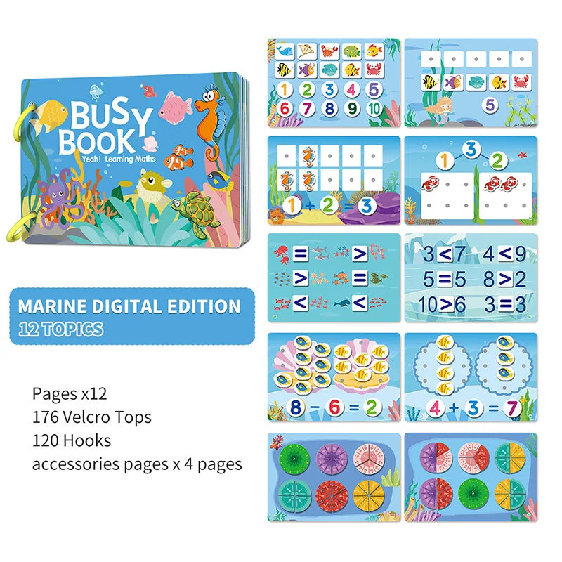 Montessori Busy Book for Toddlers – Reusable Sticker & Velcro Learning Activities