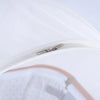 Close-up of a white mosquito net cover with a silver zipper detail.