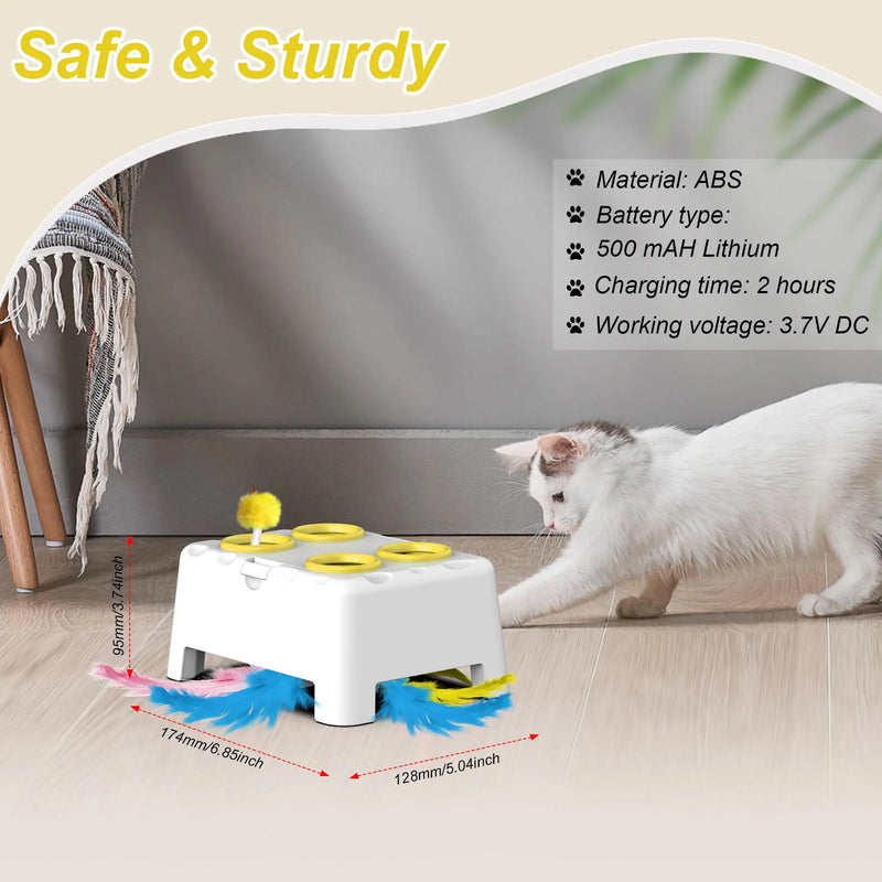 Smart Whack-a-Mole Cat Toy with Auto-Pause