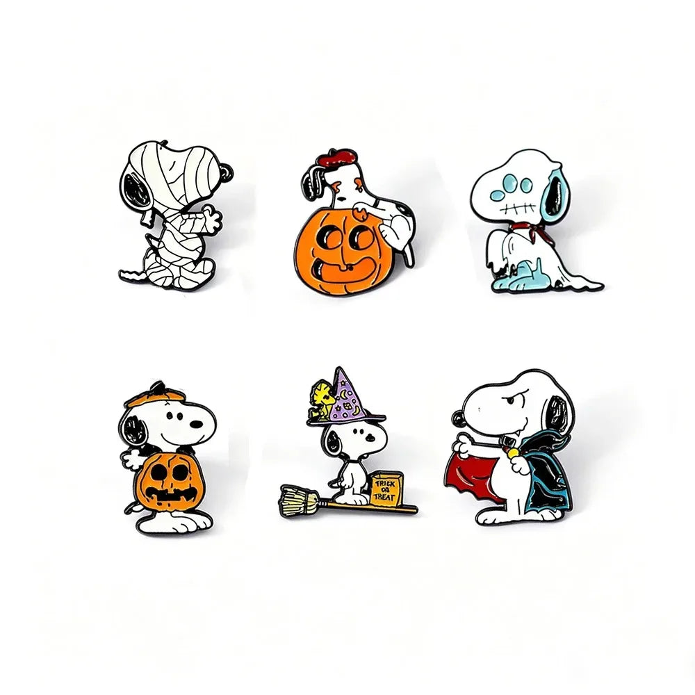 Snoopy Enamel Pin Set – 7 Cartoon Lapel Pins for Backpacks & Apparel