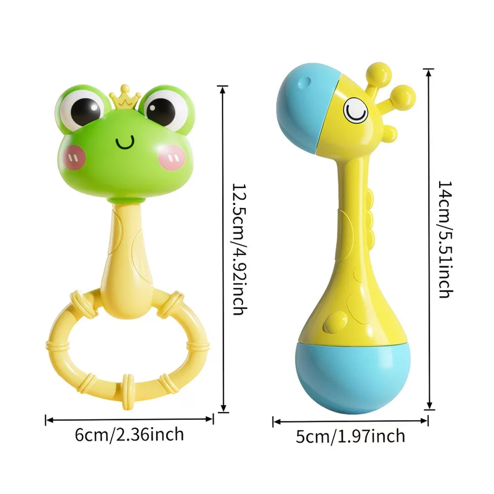 Cute Animal Baby Rattle with Soothing Sounds – Montessori Teether Toy for Newborns
