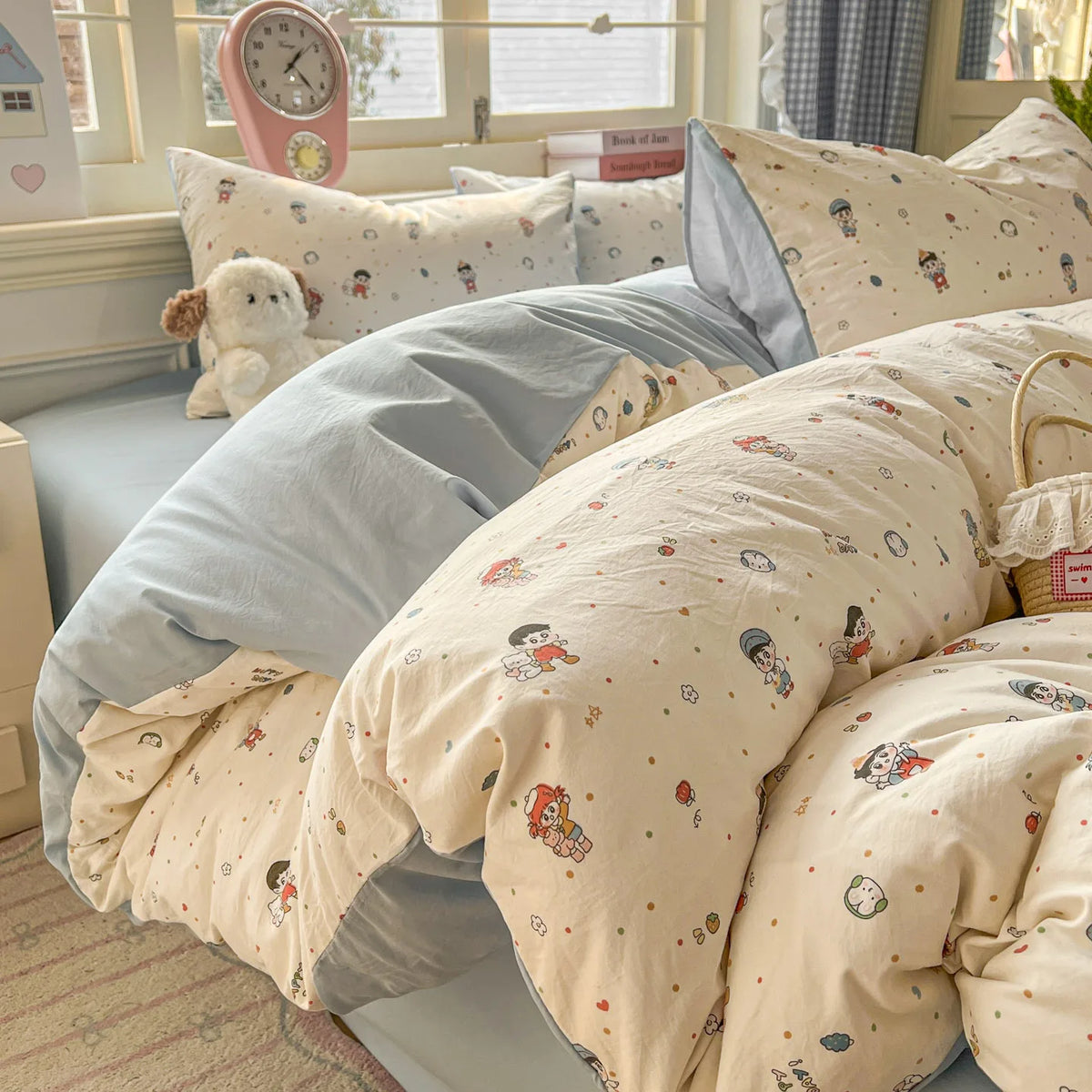Washed Microfiber Duvet Cover Set with Pillowcases