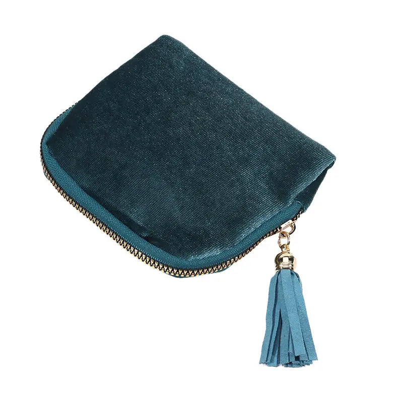 Velvet Jewelry Storage Pouch with Tassel — Travel Organizer for Rings, Bracelets & More