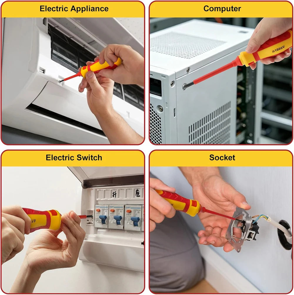 Insulated 1000V Magnetic Screwdriver Set for Electricians