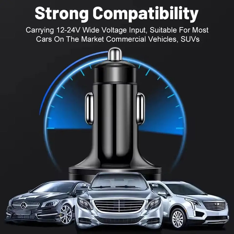 Chargeur auto USB-C 6 ports avec affichage numérique de la tension