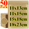 A pack of five kraft paper bubble mailers in various sizes, including 11x13cm, 11x15cm, 15x18cm, and 18x23cm.