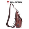 Men's Genuine Leather Sling Backpack with USB Charging Port