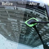 Before and after comparison of a car windshield cleaning brush kit with a microfiber pad