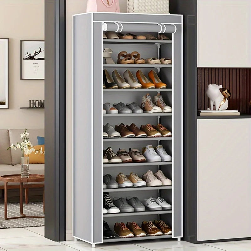 9-Tier Shoe Rack with Dust Cover