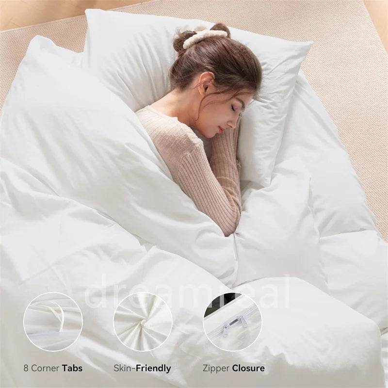 Washed Cotton 4-Piece Bedding Set with Duvet Cover