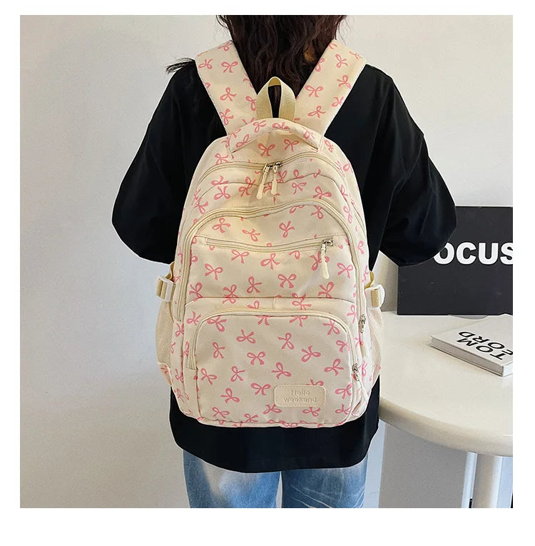 Korean Fashion Bow Print Backpack