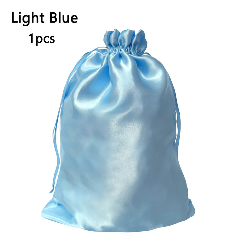 Satin Wig Storage Bags with Drawstring Closure