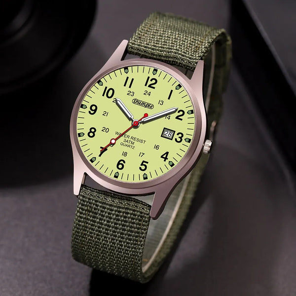 Luminous Military-Style Quartz Wristwatch with Nylon Strap