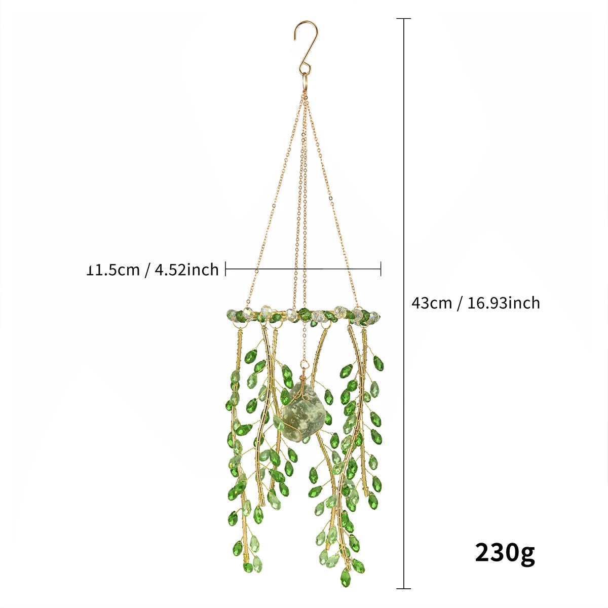 Crystal Willow Suncatcher Wind Chime in Natural Stone Finish