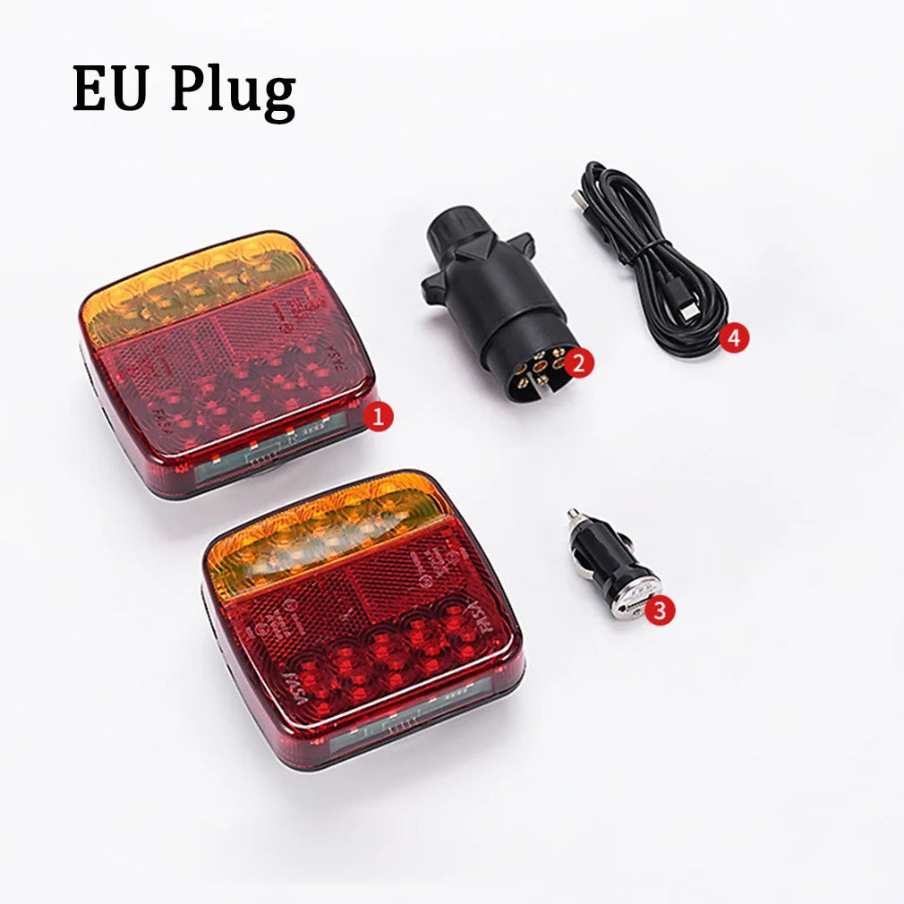 EU plug wireless magnetic trailer tail lights with remote transmitter and power cord