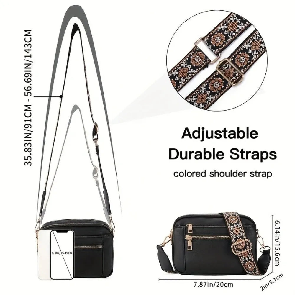 Compact Square Crossbody Bag with Adjustable Strap