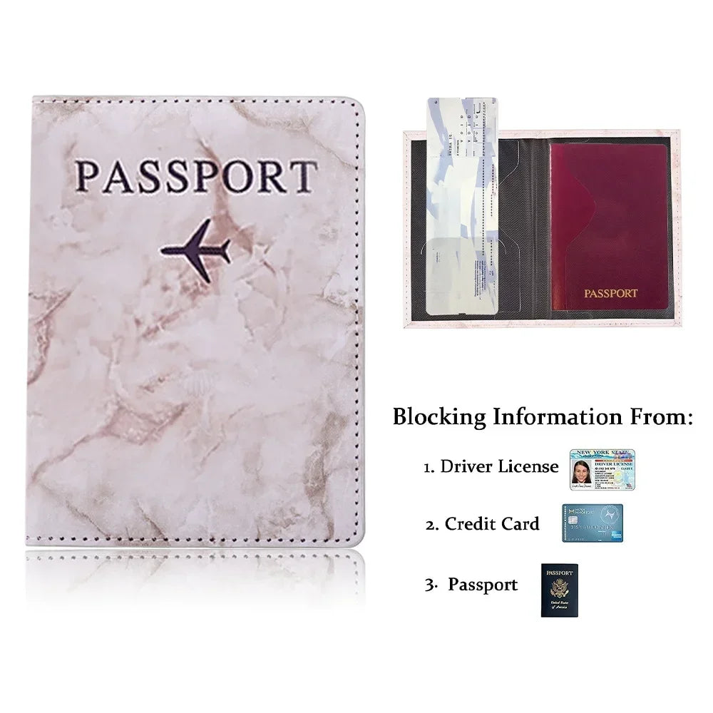 Embroidered Letter Passport Holder with Card Pocket
