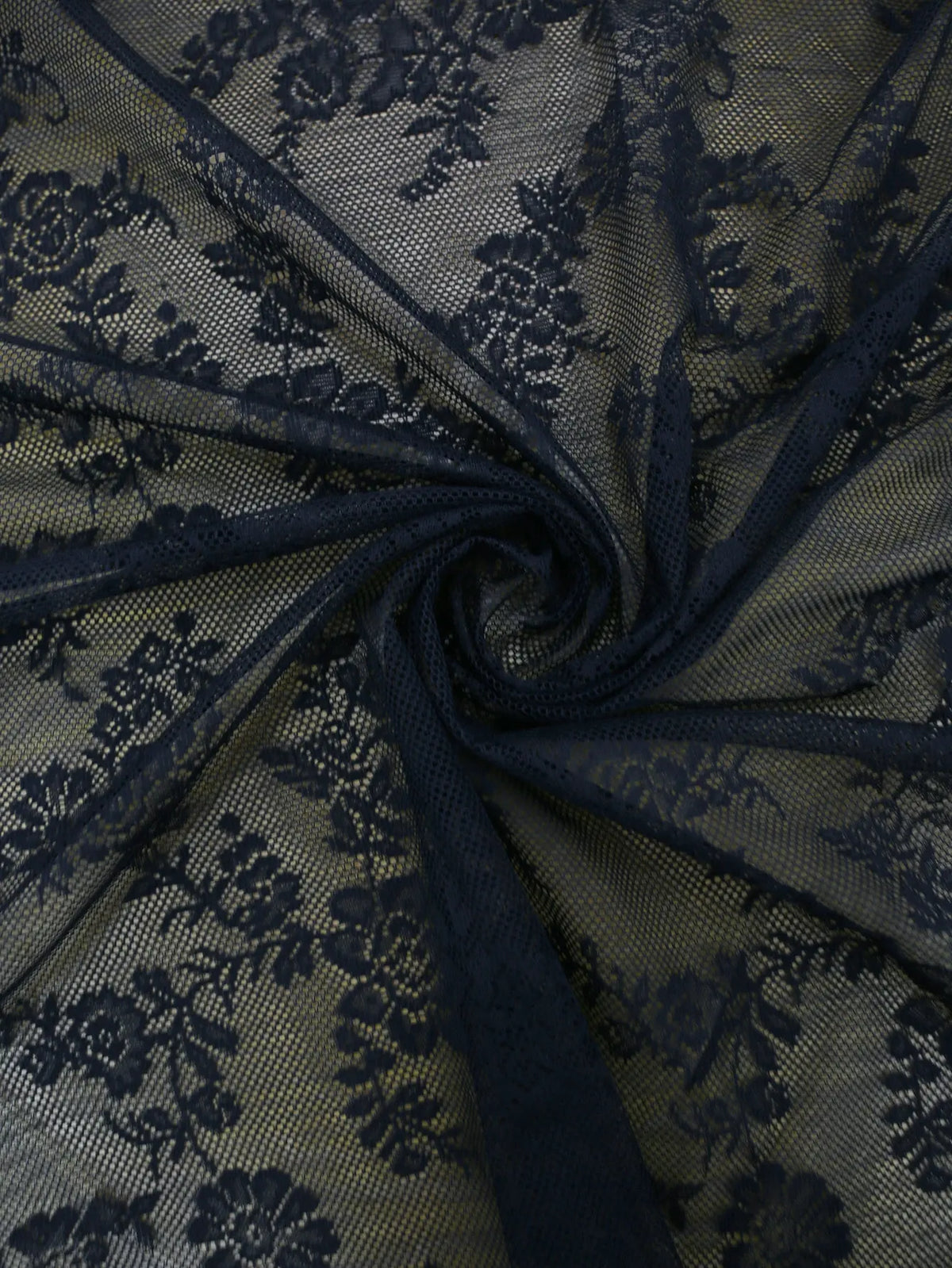 Black Floral Lace Sheer Curtain Panel with Rod Pocket