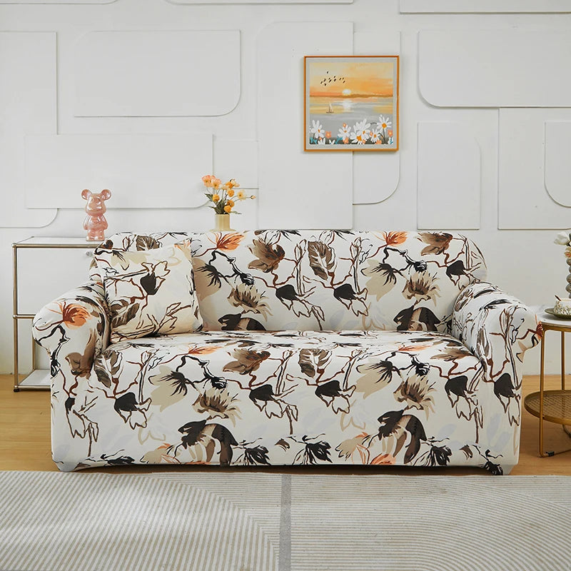 Slip-Resistant Stretch Sofa Cover with Floral Design