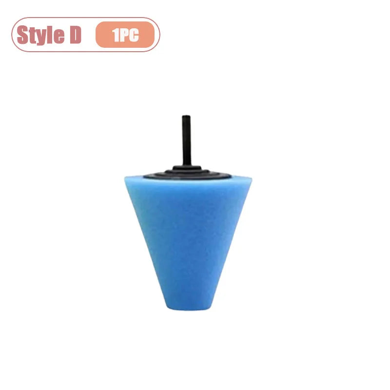 A blue drill polishing sponge cone kit with a black handle.