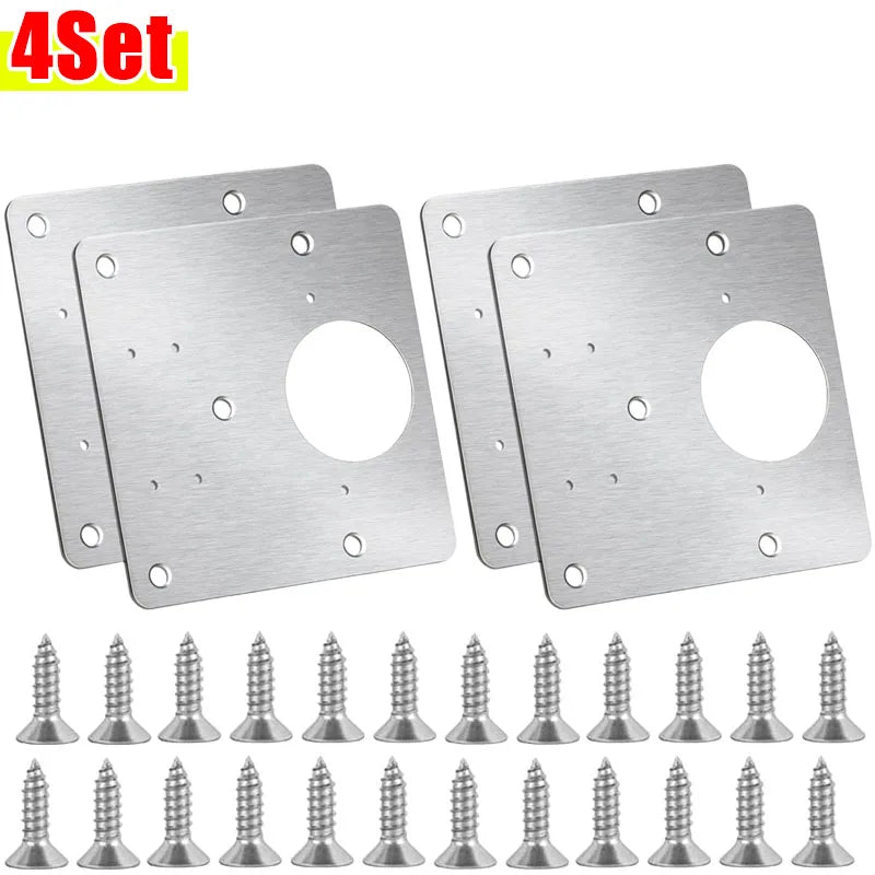 Stainless Steel Hinge Repair Plate Set for Cabinet Doors