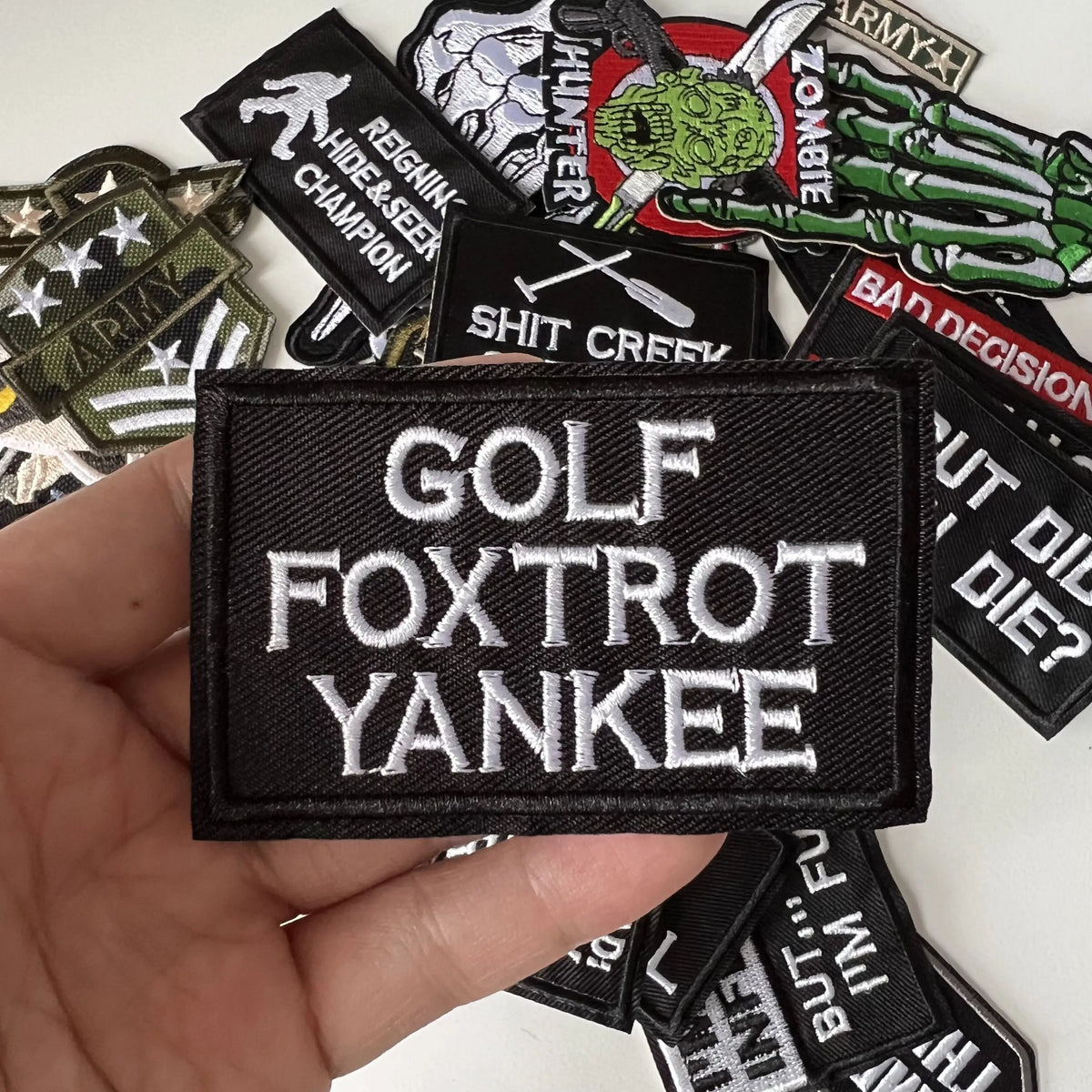 Tactical Military Iron-On Patch with Slogan – Embroidered Badge for DIY Clothing