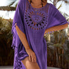 Sunflower Print Knitted Beach Tunic with Fringe