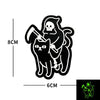Glow-in-the-Dark Skull Biker Patch with Hook & Loop Backing