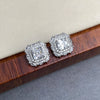 Square Moissanite Stud Earrings in Rhodium-Plated Silver