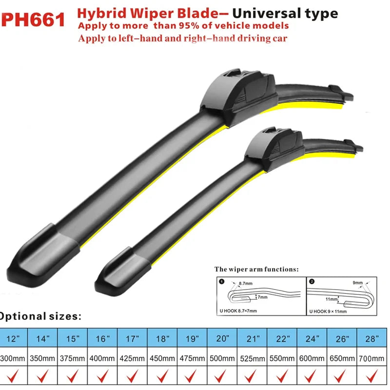 Complete Wiper Blade Set for Nissan Leaf 2017-2023