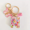 Pink Glitter Butterfly Keychain with Tassel