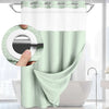 Double-Layer Waffle Shower Curtain with Built-in Snap Liner