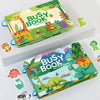 A colorful busy book featuring animals, vehicles, and dinosaurs for toddlers.