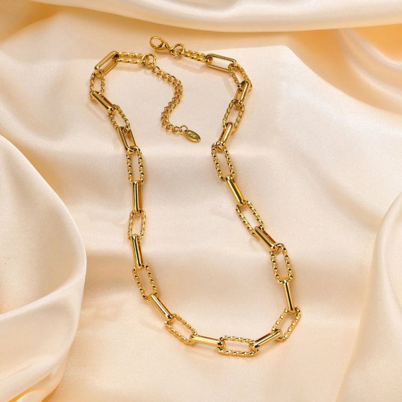 18k Gold Plated Paperclip Chain Necklace