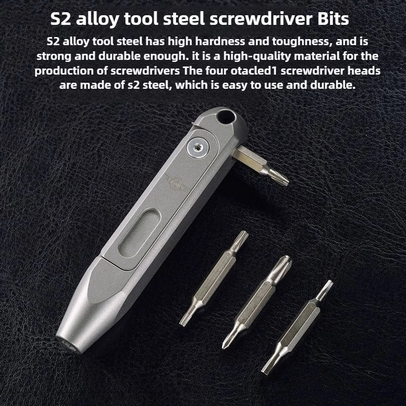 Titanium Alloy Mini Screwdriver with Magnetic Double-Ended Bits