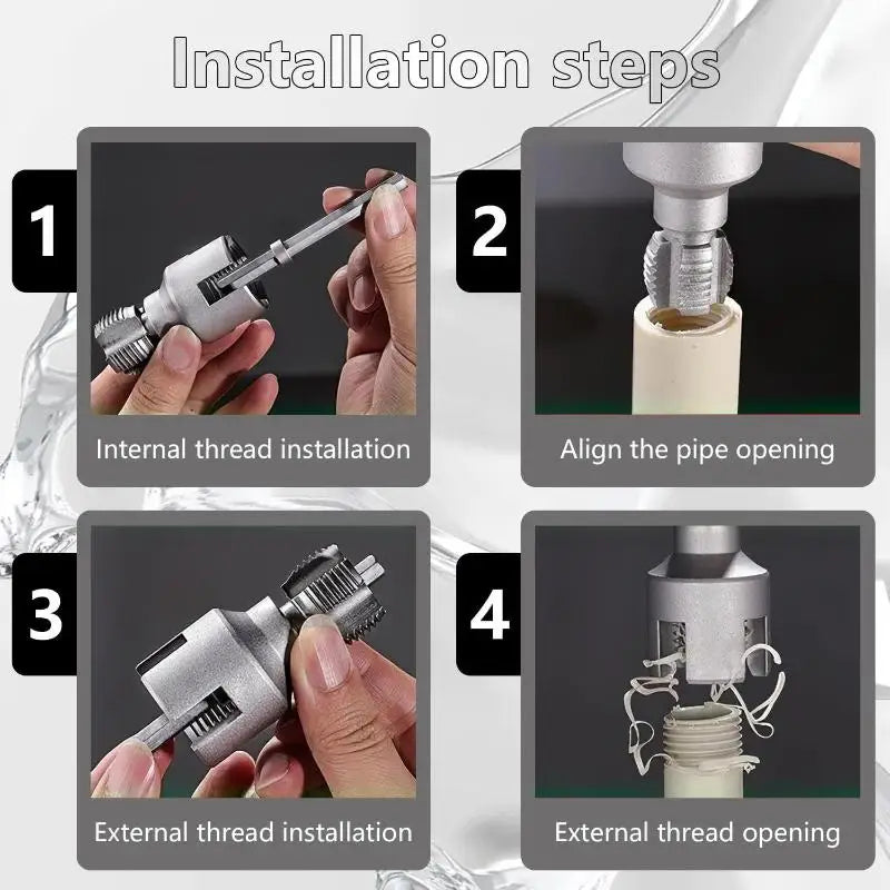 Electric Drill Compatible PVC Pipe Threader Kit for Internal and External Threads