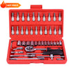 46-Piece Socket and Ratchet Wrench Set for Home and Auto Repairs