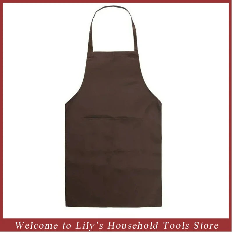 Adjustable Solid Color Kitchen Apron with Pocket