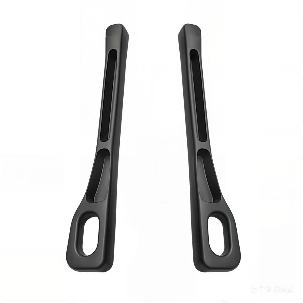 A pair of black car seat gap fillers and organizers shown vertically.