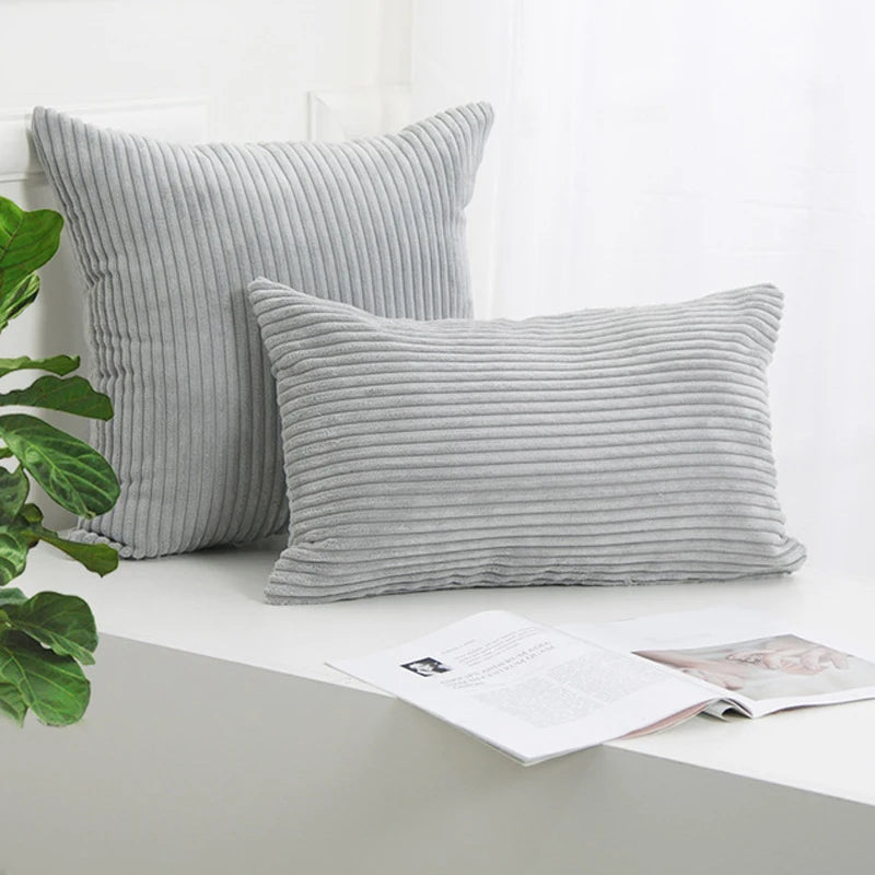 Soft Corduroy Striped Throw Pillow Cover