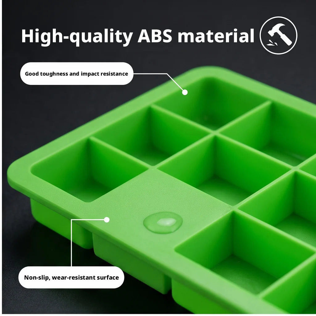 A green plastic storage box with multiple compartments made from high-quality ABS material.