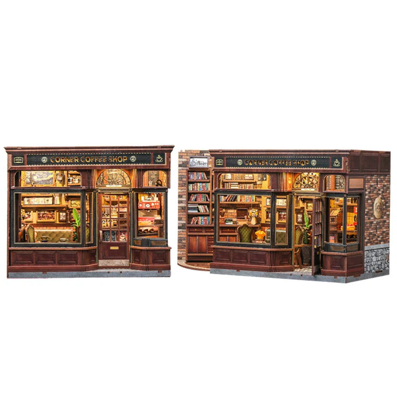 Book Nook DIY Wooden Miniature Kit with LED Lighting