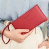 Slim PU Leather Zip-Around Wallet with Card and Phone Pockets